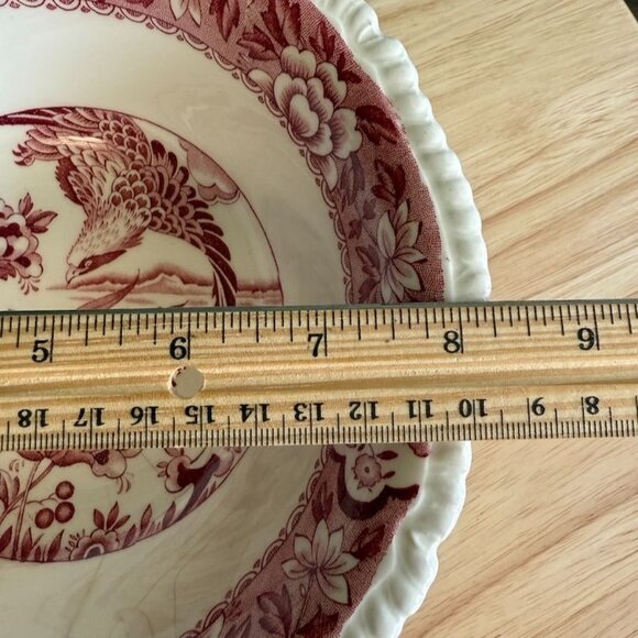 Wood & Sons Aquila Pink Round 8.25" Serving Bowl Gadroon Edge Floral Border & Bi - Picture 4 of 10